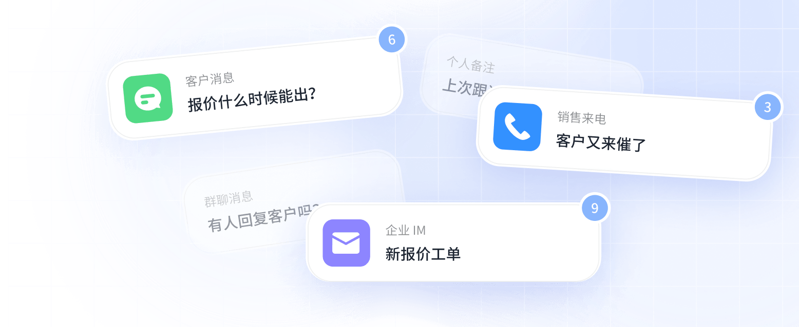 分散在客户消息、销售来电、企业 IM 和个人备注中的客户沟通