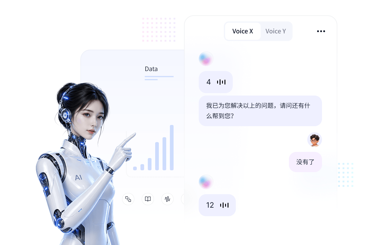 百服 AI 客服与客户对话及服务数据分析示意图